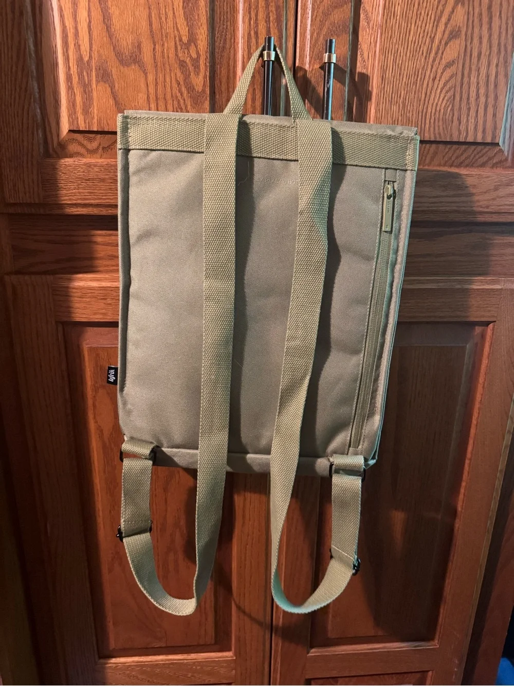 Lefrik Olive Green Canvas Roll-Top Backpack